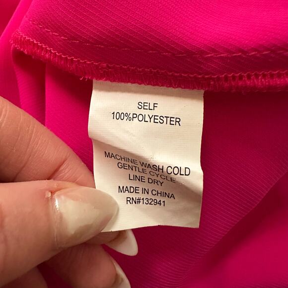 Amanda Uprichard hot pink flutter sleeve v-neck top size M - Picture 7 of 13